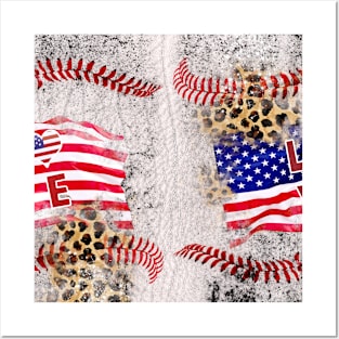 Baseball leopard America love Posters and Art